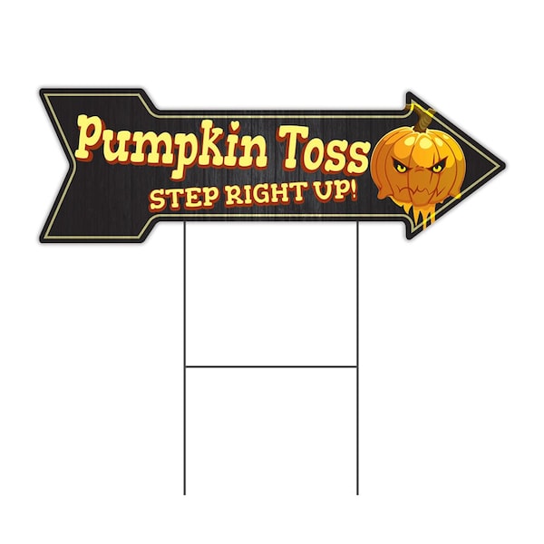 Pumpkin Toss Arrow Yard Sign Funny Home Decor 30in Wide